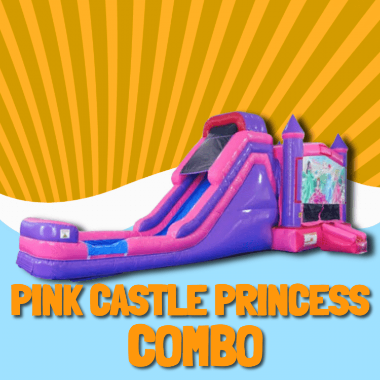 Pink Castle Princess Bounce House W/Slide Combo